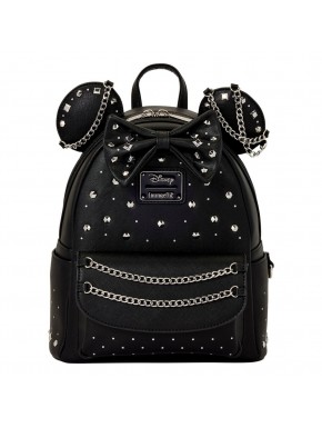 Mochila preta Minnie Disney com tachas e correntes