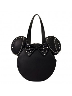 Bolsa tote preta Minnie com tachinhas e correntes