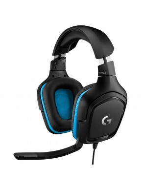 Fones de ouvido Logitech G432, preto com detalhes em azul, para jogos