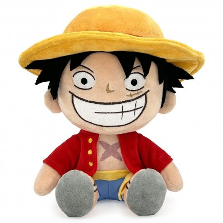 Pelúcia de Luffy de One Piece com chapéu amarelo