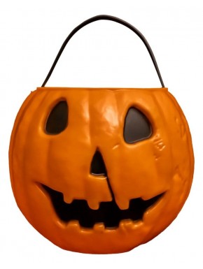 Balde de doces de Halloween com design de abóbora