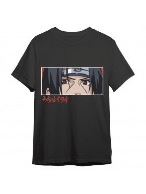 Camiseta preta com design Itachi de Naruto Shippuden