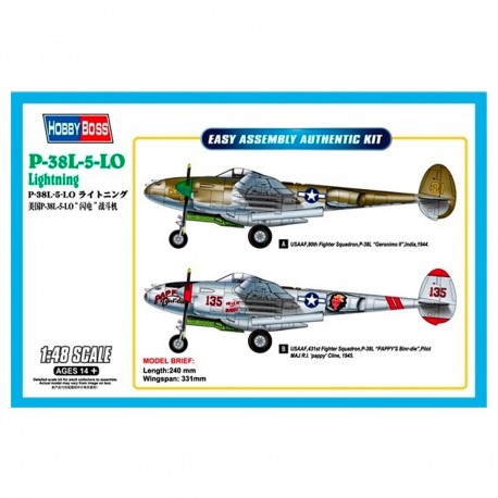 Caixa do modelo em escala 1/48 P-38L-5-LO Lightning