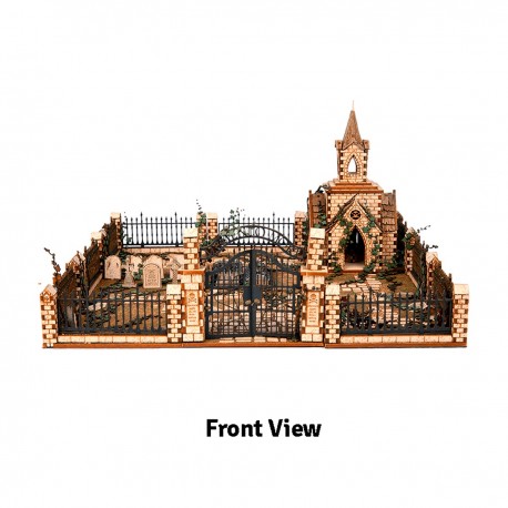 Miniatura de cemitério medieval em escala 28mm com cripta