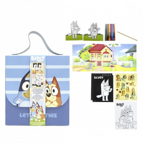 Set de actividades Bluey para colorear con mochila