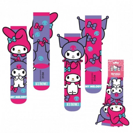 Calcetines coloridos de Hello Kitty y Kuromi para niños