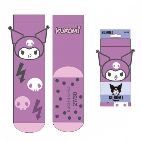 Chaussettes antidérapantes violettes Kuromi Hello Kitty