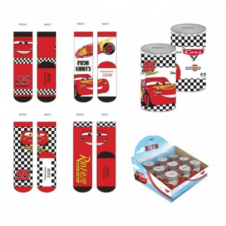 Pack de 4 meias Cars com Relâmpago McQueen em embalagem cilíndrica