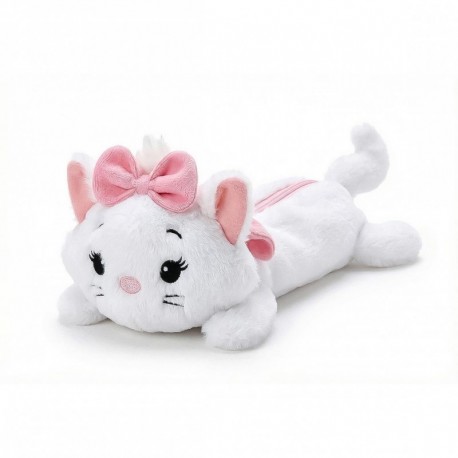 Trousse peluche blanche Disney Marie avec nœud rose