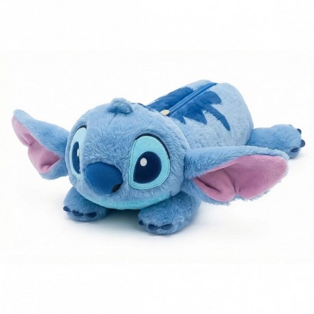 Trousse bleue en forme de peluche Stitch avec fermeture