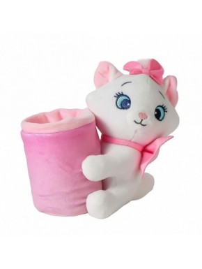 Porta-lápis de pelúcia Disney Marie branco e rosa