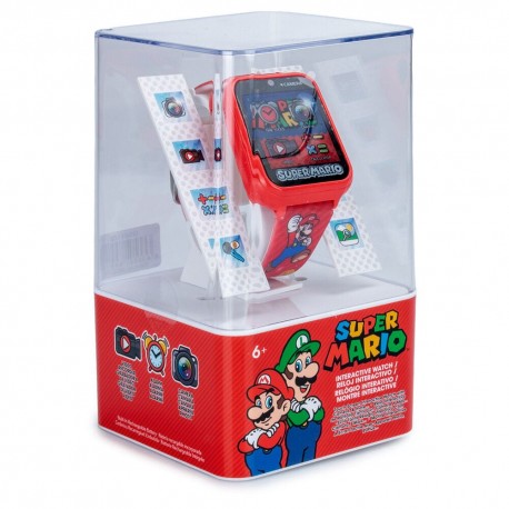 Relógio interativo Super Mario Bros com pulseira vermelha