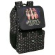 Mochila negra Sound Kpop Demon Hunters de SAFTA con diseño colorido.
