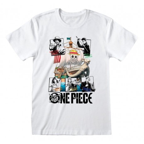 Camiseta blanca de One Piece con diseño de Merry Go