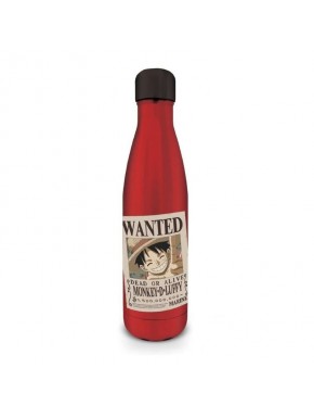 Botella de acero inoxidable One Piece roja con diseño de Luffy