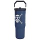 Copo térmico azul One Piece com logotipo Piratas do Chapéu de Palha