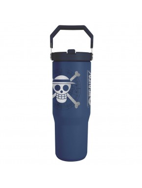 Thermos One Piece bleu avec logo des Pirates au Chapeau de Paille