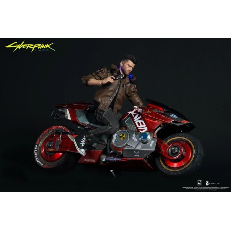 Figura Yaiba Kusanagi com moto de Cyberpunk 2077
