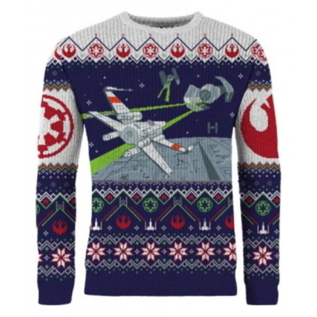 Suéter de Natal Star Wars X-Wing e TIE Fighter