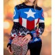 Suéter de Natal Capitão América com design tricotado