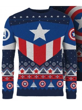 Sudadera navideña Capitán América con diseño de punto