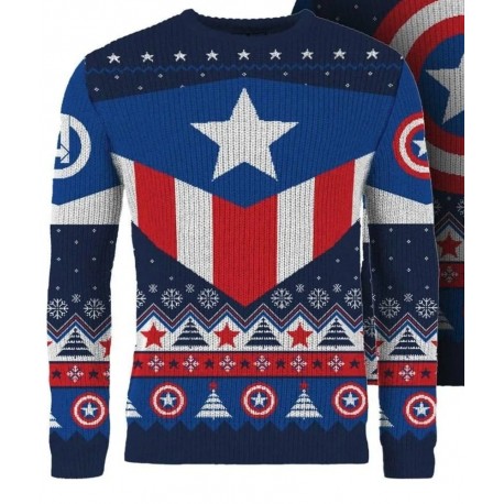 Suéter de Natal Capitão América com design tricotado