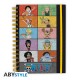 Caderno A5 One Piece com jovens personagens, espiral, colorido.