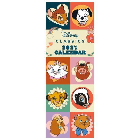 Calendário de parede Disney Classics 2027 estilo 70s