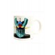 Caneca branca com imagem de Mazinger Z e logotipo