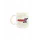 Caneca branca com imagem de Mazinger Z e logotipo