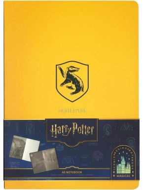 Cuaderno amarillo Hufflepuff con emblema y diseño Harry Potter