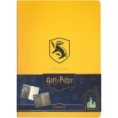Caderno amarelo Lufa-Lufa com emblema e design Harry Potter