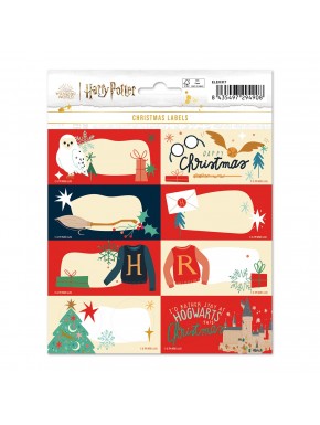 Etiquetas navideñas Harry Potter con diseños mágicos