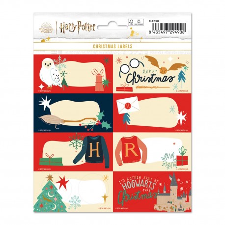 Etiquetas de Natal Harry Potter com designs mágicos
