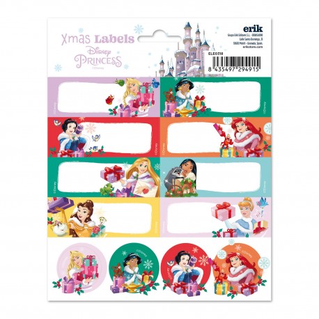 Etiquetas adesivas de Natal com princesas Disney
