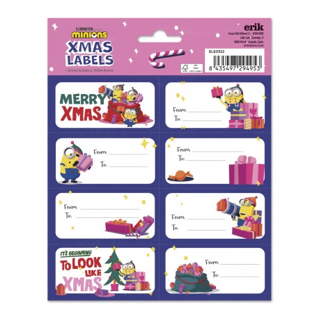 Etiquetas adesivas de Natal com personagens de Minions