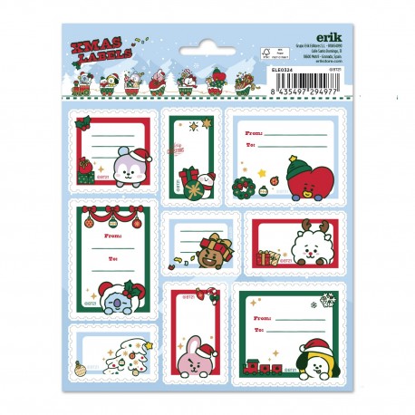 Etiquetas de Natal BT21 com personagens adoráveis