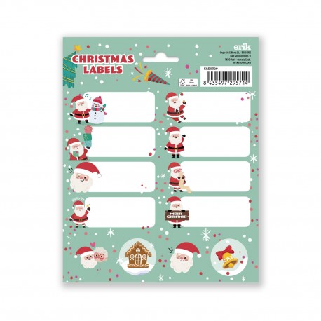 Hojas de etiquetas adhesivas de Navidad con Papá Noel