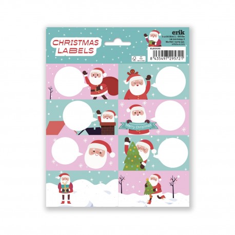 Etiquetas navideñas adhesivas con diseño de Papá Noel