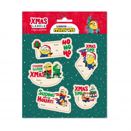 Etiquetas adhesivas navideñas Minions, pack de 10