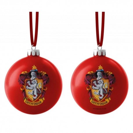 Bola de Natal vermelha com brasão de Gryffindor