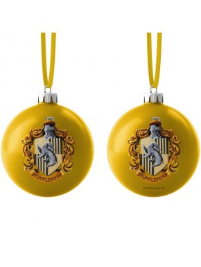 Bola de Navidad amarilla con escudo de Hufflepuff de Harry Potter