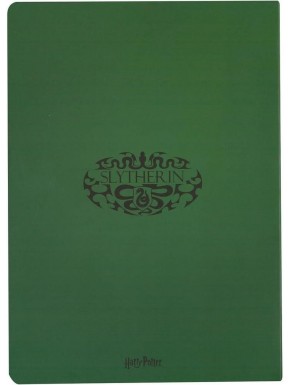Cuaderno verde con logo Slytherin de Harry Potter