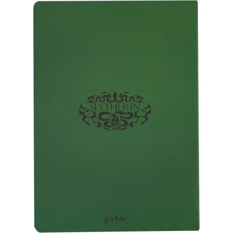 Cuaderno verde con logo Slytherin de Harry Potter