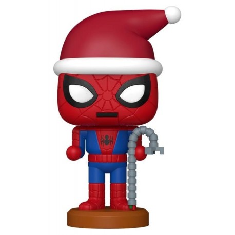 Figura Funko POP! Spider-Man navideño con gorro rojo de Santa Claus.