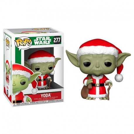 Figura Funko POP Star Wars Holiday Santa Yoda com traje festivo