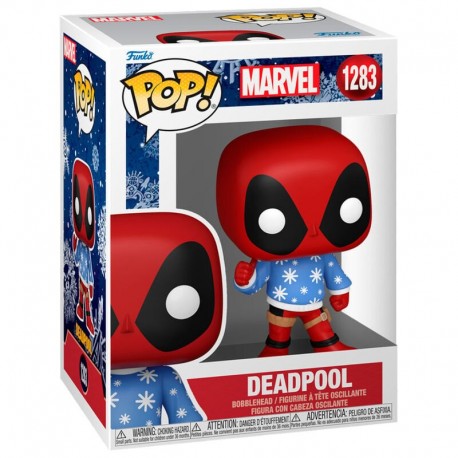 Figura Funko POP Marvel Holiday Deadpool com suéter festivo