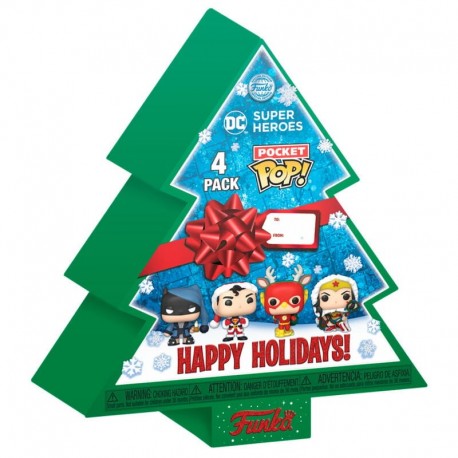Set de minifiguras Pocket POP DC Comics en caja navideña