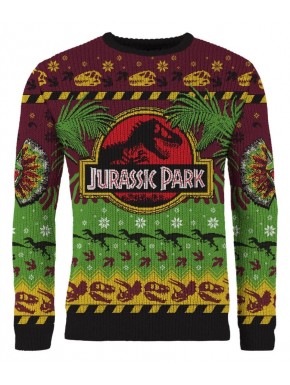 Sudadera verde y burdeos Jurassic Park con T-Rex