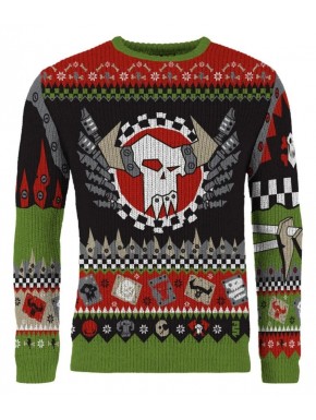 Sudadera navideña Ork de Warhammer 40,000 en rojo, negro y verde